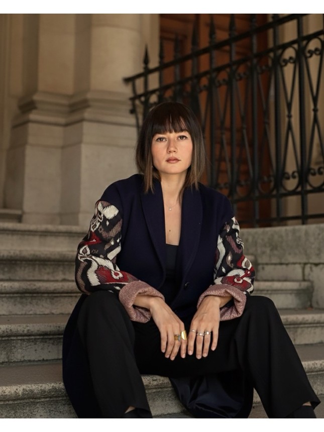 Manteau Ouzbékistan long en cachemire avec poches 