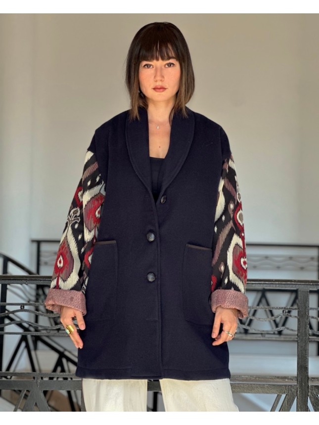 Manteau Ouzbékistan long en cachemire avec poches 