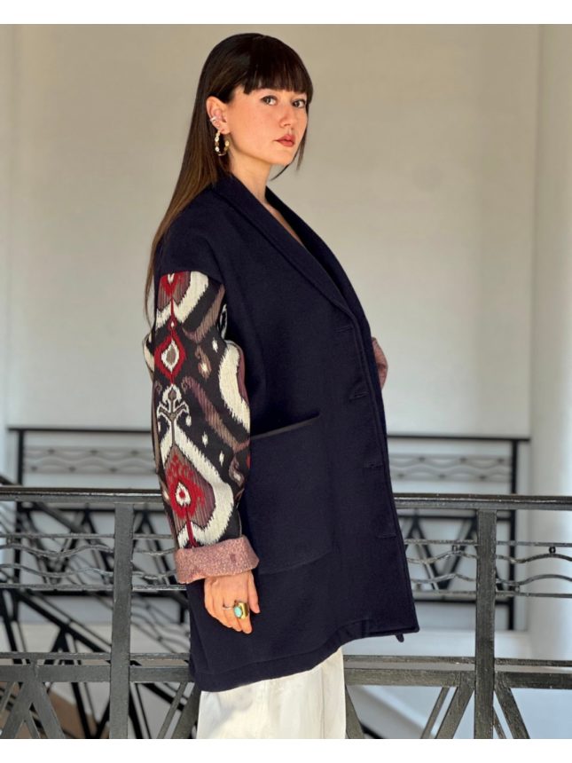 Manteau Ouzbékistan long en cachemire avec poches 