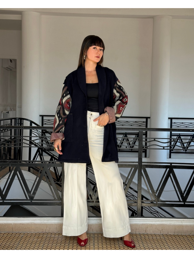 Manteau Ouzbékistan long en cachemire avec poches 