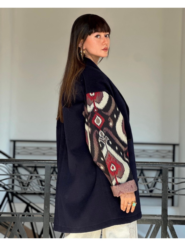 Manteau Ouzbékistan long en cachemire avec poches 