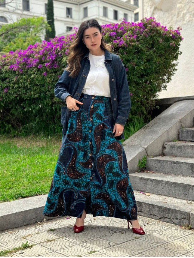JUPE LONG IMPRIMÉ WAX 16