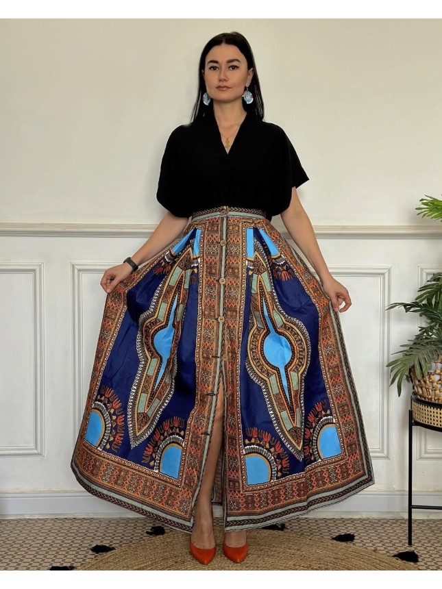 JUPE LONG IMPRIMÉ WAX 15