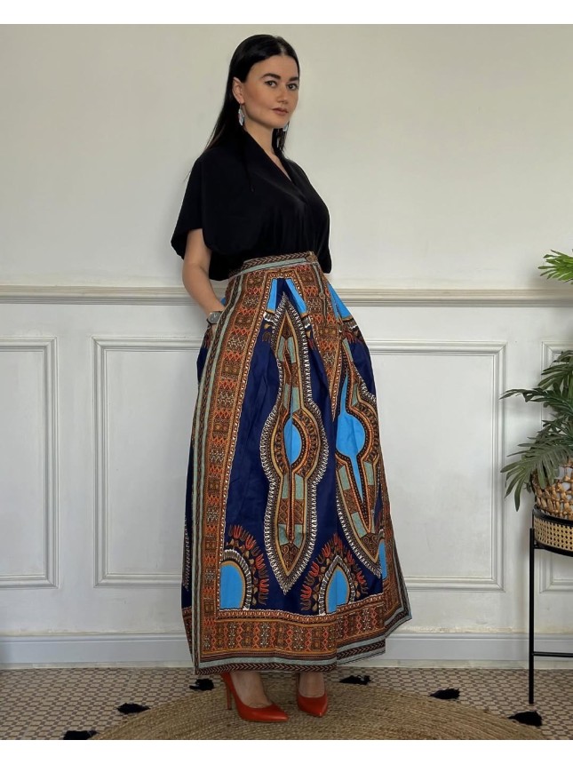 JUPE LONG IMPRIMÉ WAX 15