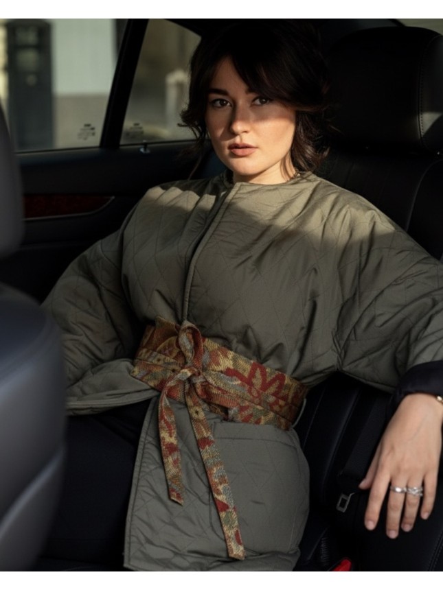 VESTE KIRA AVEC CEINTURE ETHNIQUE 