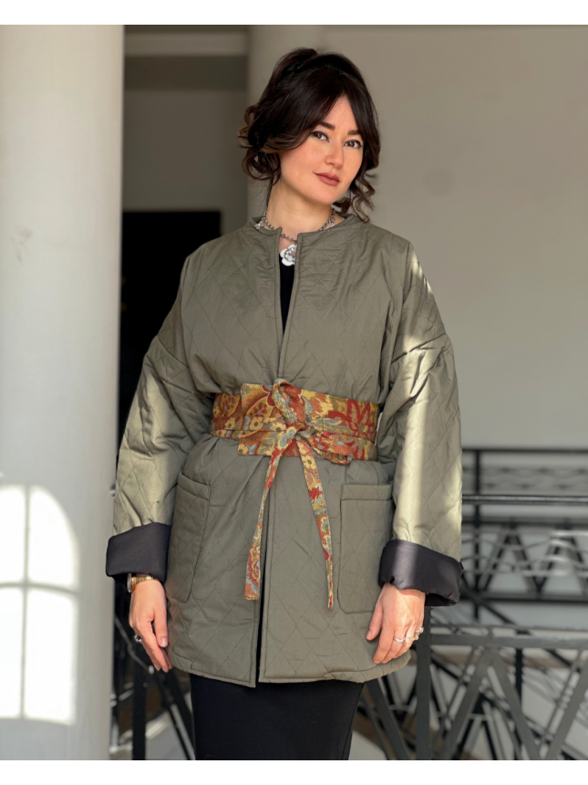 VESTE KIRA AVEC CEINTURE ETHNIQUE 