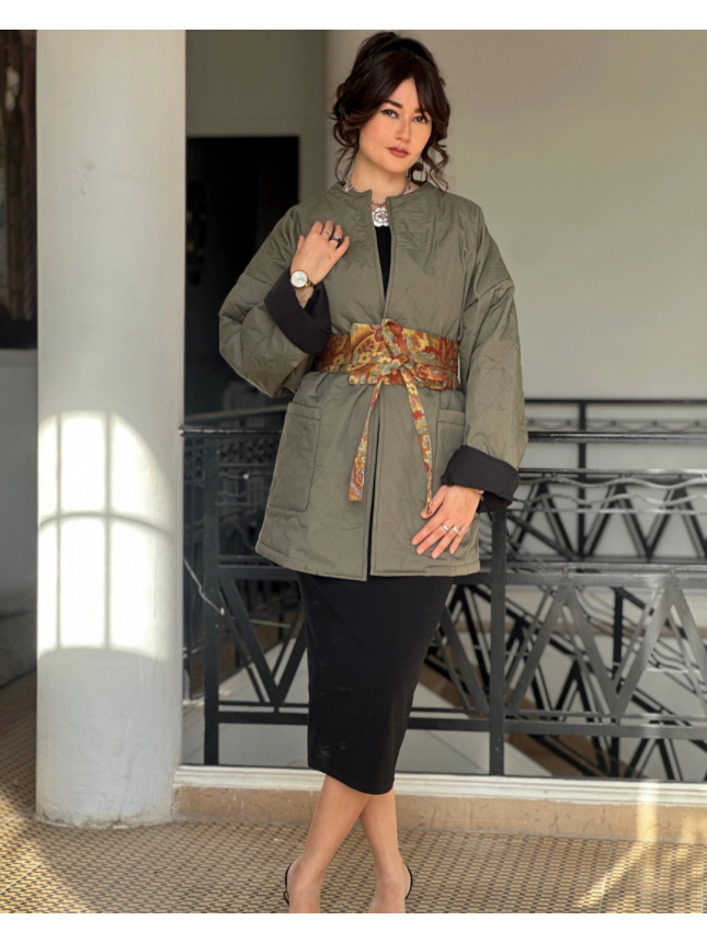 VESTE KIRA AVEC CEINTURE ETHNIQUE 