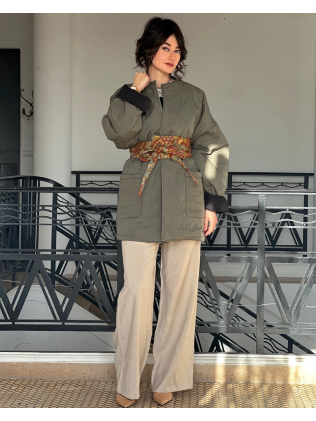 VESTE KIRA AVEC CEINTURE ETHNIQUE 