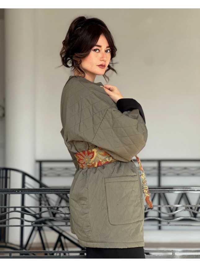 VESTE KIRA AVEC CEINTURE ETHNIQUE 