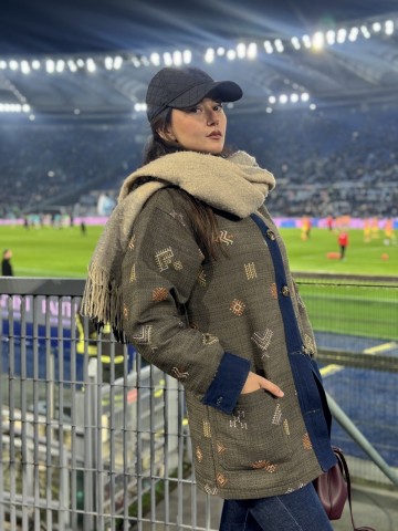 VESTE ETHNIQUE AVEC DÉTAILS EN JEAN OVERSIZE