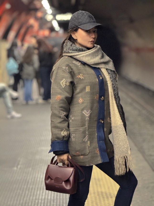 VESTE ETHNIQUE AVEC DÉTAILS EN JEAN OVERSIZE