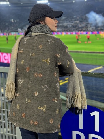 VESTE ETHNIQUE AVEC DÉTAILS EN JEAN OVERSIZE