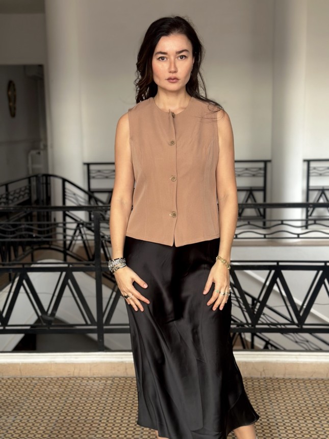 GILET DE TAILLEUR AJUSTÉ  BEIGE
