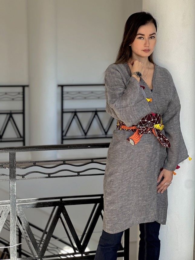 KIMONO AVEC CEINTURE EN WAX SAFARI