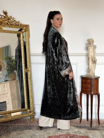 KIMONO VERT EN VELOURS