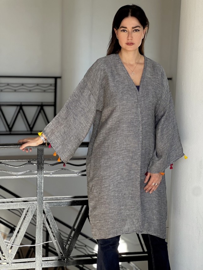 KIMONO AVEC CEINTURE EN WAX SAFARI