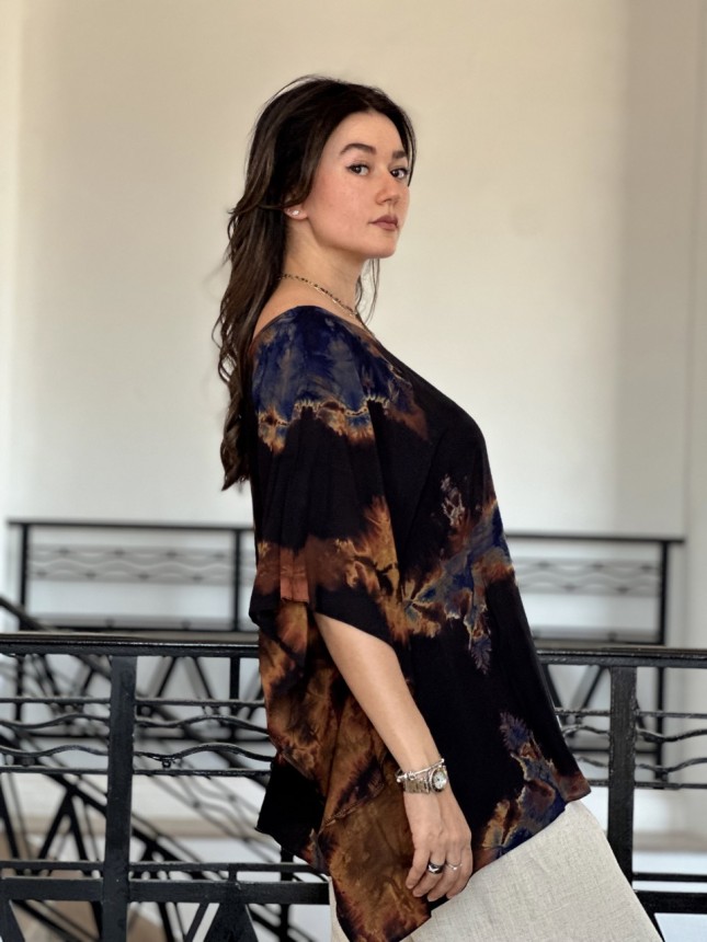 HAUT EN  SHIBORI FLOWER BROWN