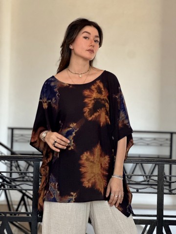 HAUT EN  SHIBORI FLOWER BROWN