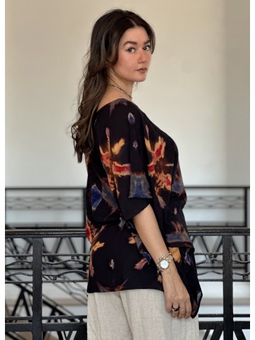 HAUT EN  SHIBORI FLOWER ROJO