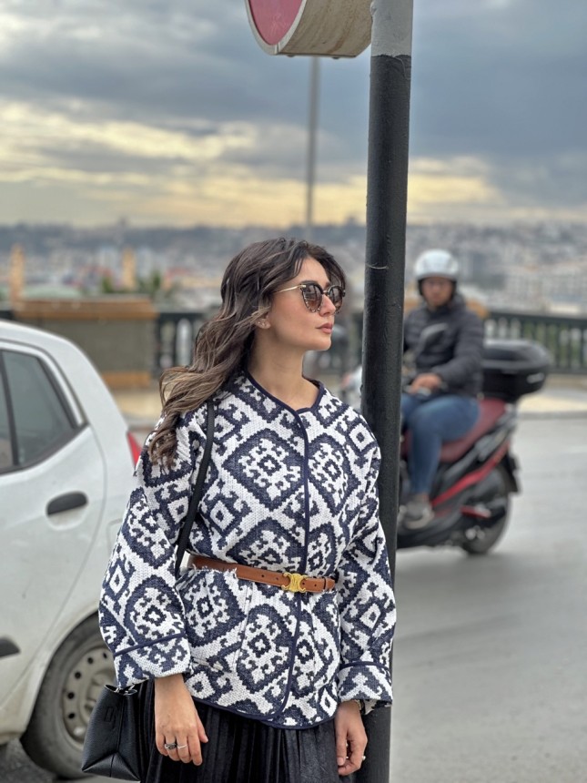 VESTE ETHNIQUE OVERSIZE OMBRE BLEU