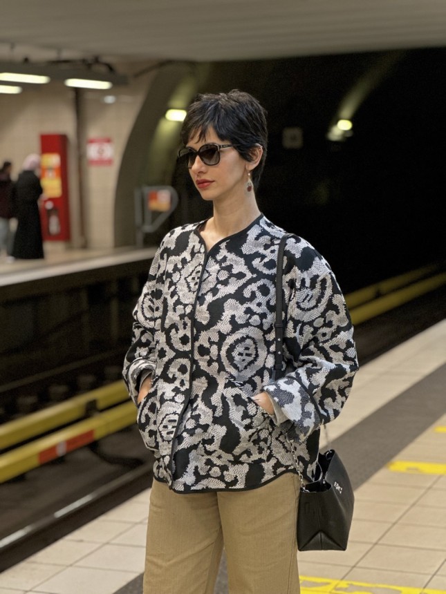 VESTE ETHNIQUE OVERSIZE OMBRE NOIR