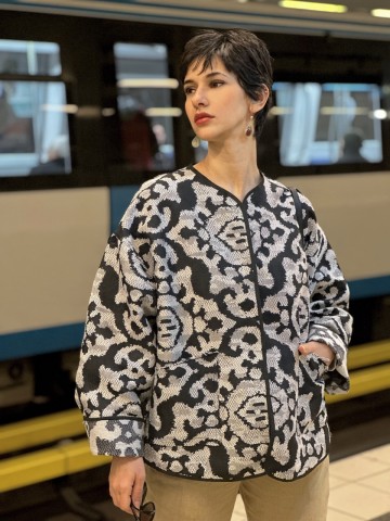VESTE ETHNIQUE OVERSIZE OMBRE NOIR