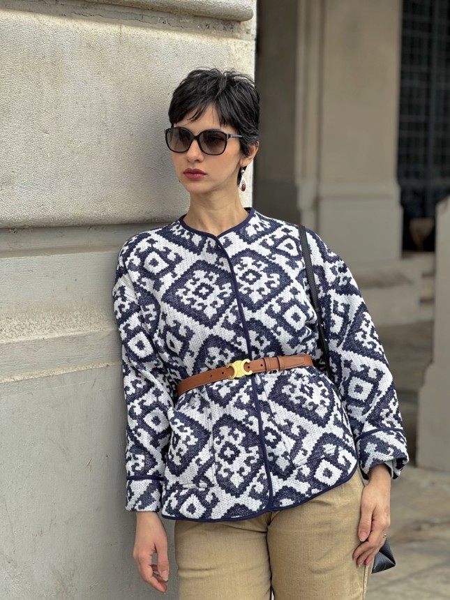 VESTE ETHNIQUE OVERSIZE OMBRE BLEU
