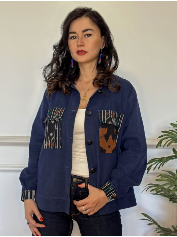 Veste Oversize bleu foncé avec col et manches longues