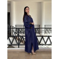 DJALABA ASPECT BLUE  JEAN AVEC DÉTAILS EN WAX