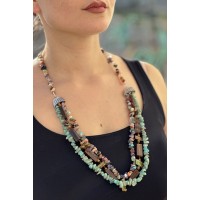 COLLIER SAUTOIR EN PERLES SEMI-PRÉCIEUSES