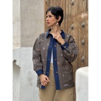 VESTE ETHNIQUE AVEC DÉTAILS EN JEAN OVERSIZE